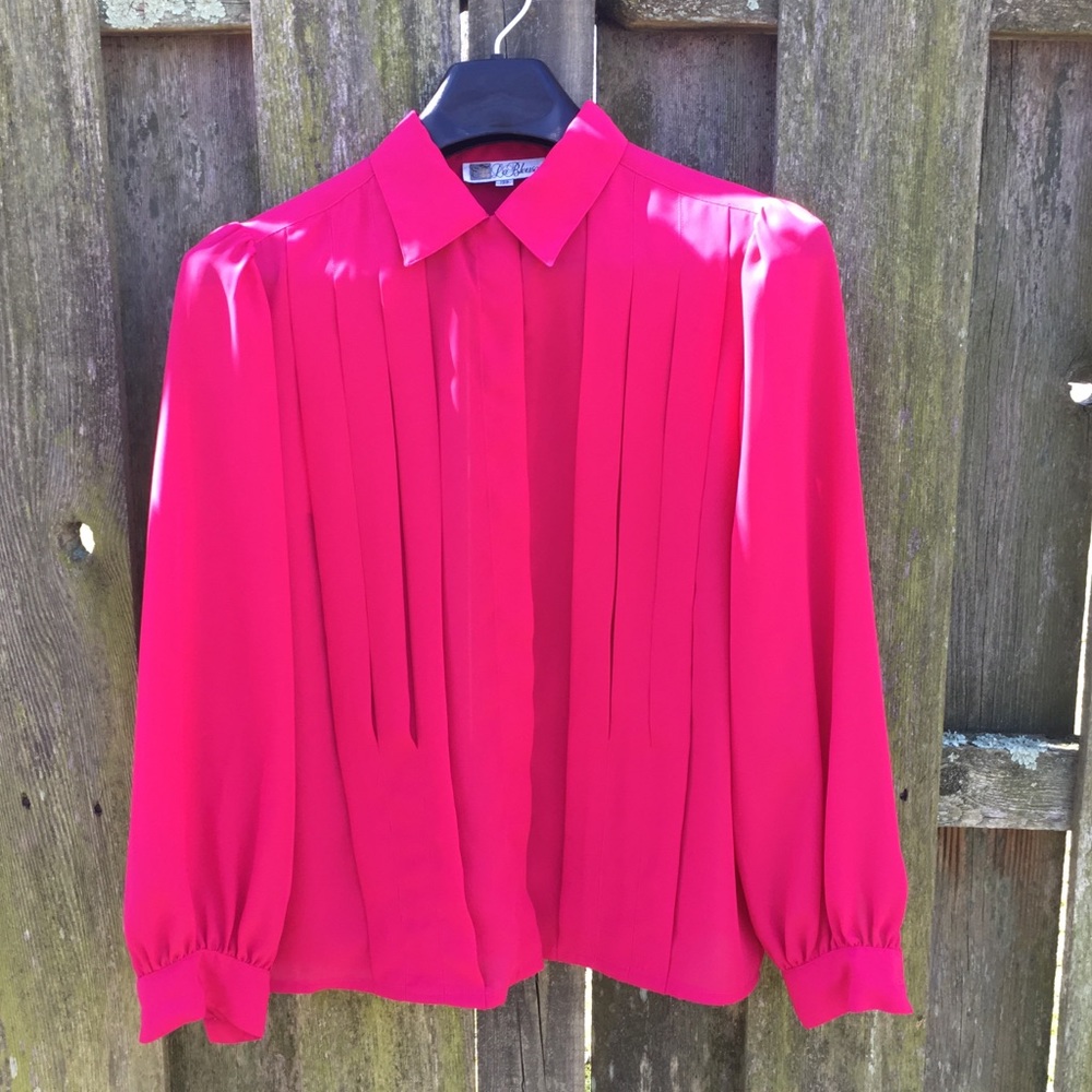 🐞 Vintage 80’s Hot Pink Office Blouse